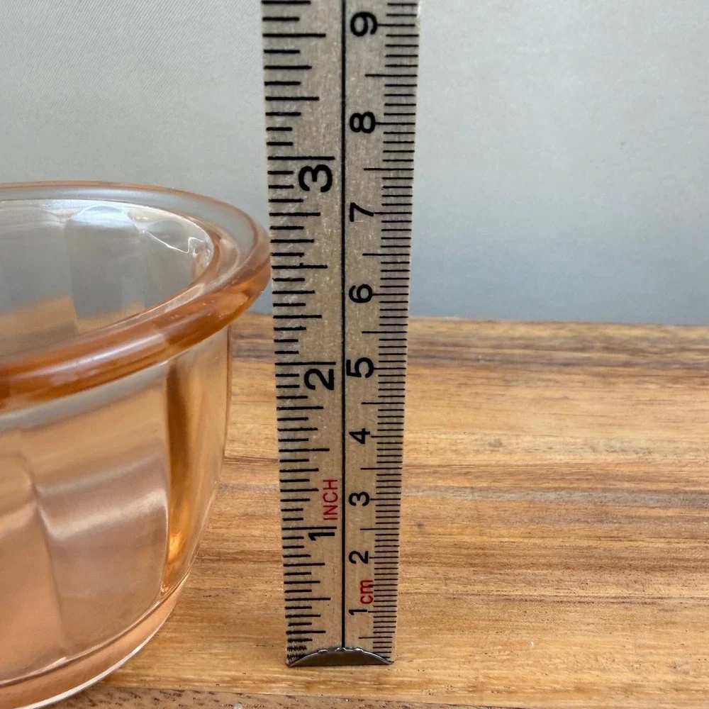 Vintage Pink Depression Glass Paneled Custard Cup Ramekin Peach 3.75 Inch
